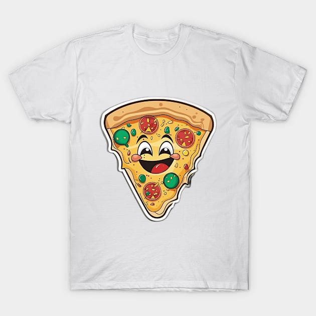 Happy Pizza T-Shirt by Quickpop Designz